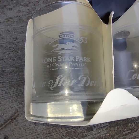 Lone Star Park at Grand Prairie Texas bar glasses New 10 Anniversary 2000 - Picture 15 of 15